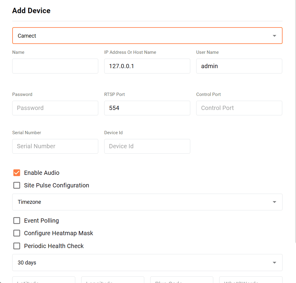 Camect Device Configuration